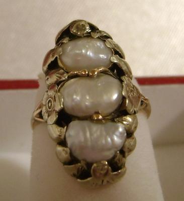 Antique Baroque Pearl Black Onyx Ring in 14k Gold – Boylerpf