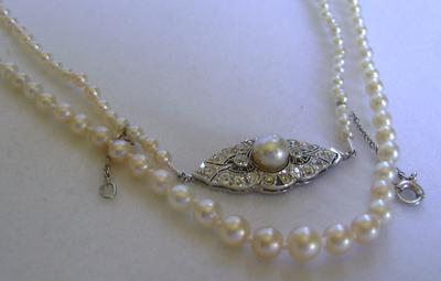 clasp platinum diamond edwardian pearl necklace antique natural