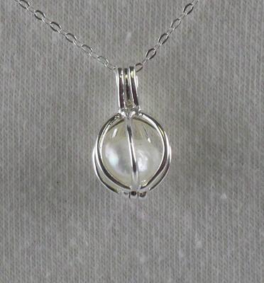 Natural USA Pearl in Silver Cage Necklace