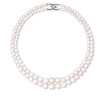 Rare Two Strand Natural Pearl & Diamond Necklace for sale at Christie's ...