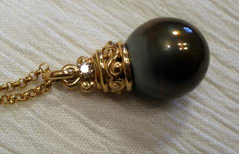 Tahitian Pearl and Diamond Pendant